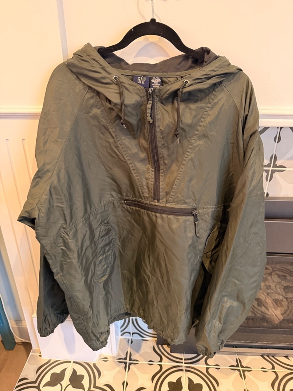 GAP Dark Olive Hooded Windbreaker Jacket